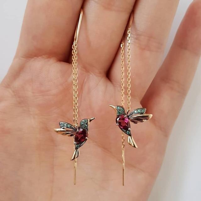 Ailes de Colibri Brincos Elegantes - Esmalte e Cristais - Ines Braga