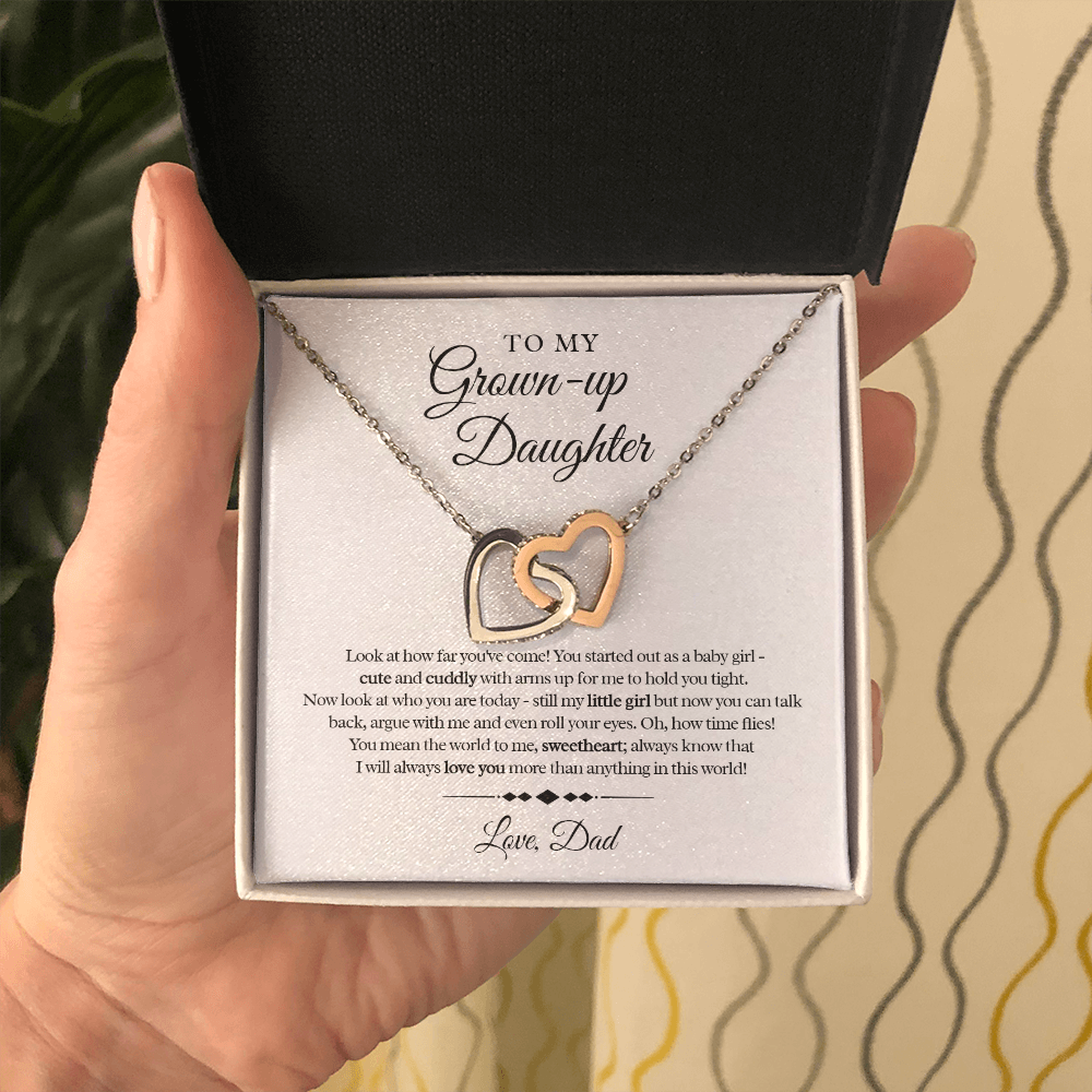 My Grown Up Daughter - Love Dad Interlocked Heart Necklace