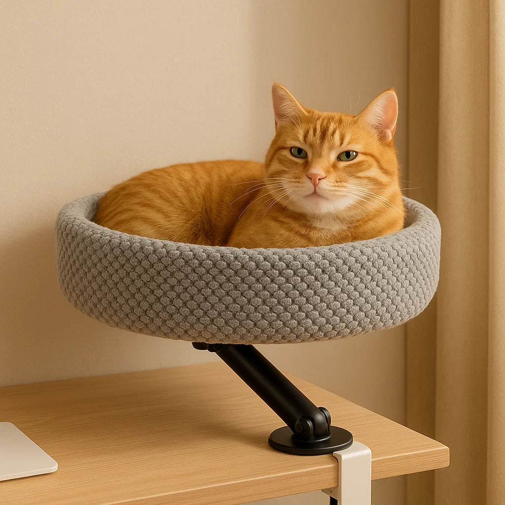 Cat Desk Bed | 360° Rotating Cozy Space-Saving Cat Lounge