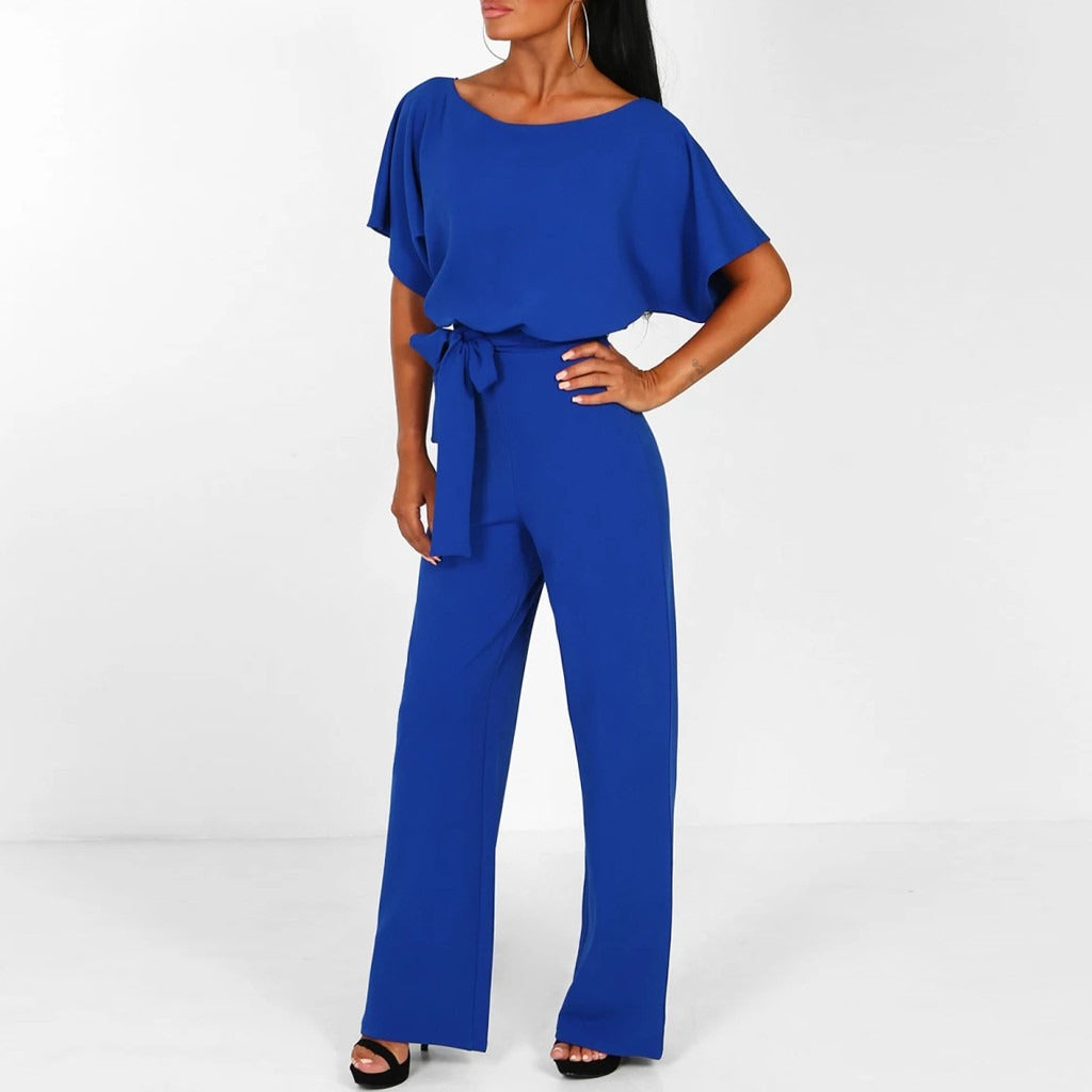 dresses : Lyla – Élégante Combinaison ceinturée à Jambes Larges in Bleu van Seroa