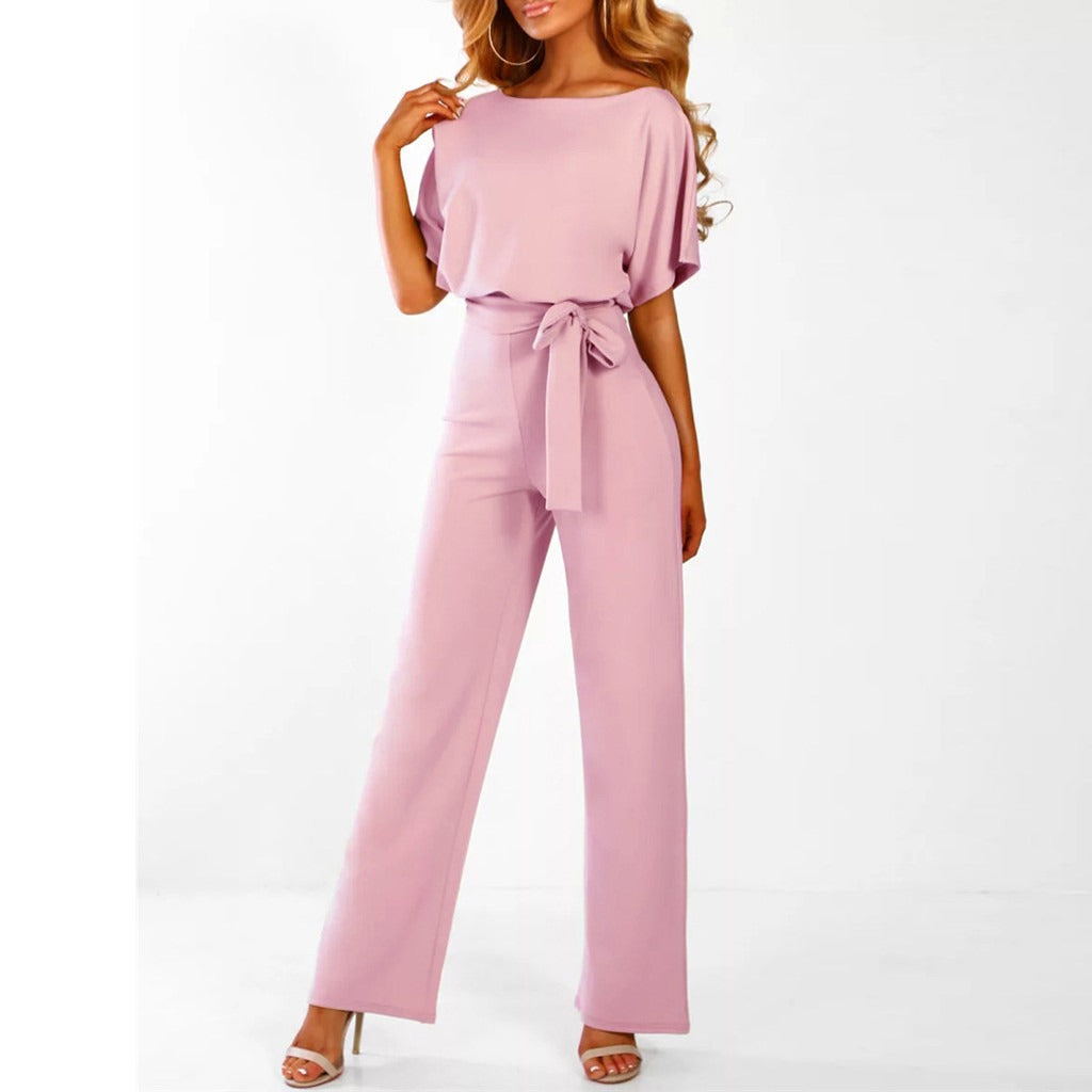 dresses : Lyla – Élégante Combinaison ceinturée à Jambes Larges in Rose van Seroa