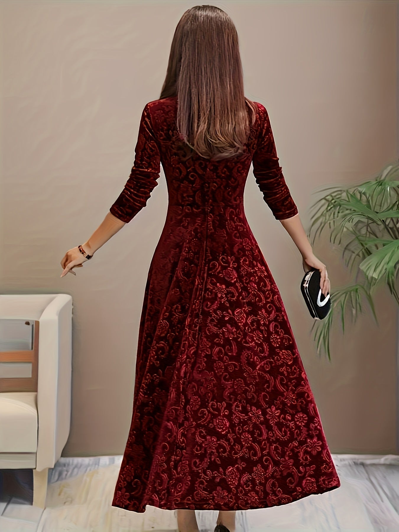 Bethany – Robe midi élégante à motif floral raffiné femme