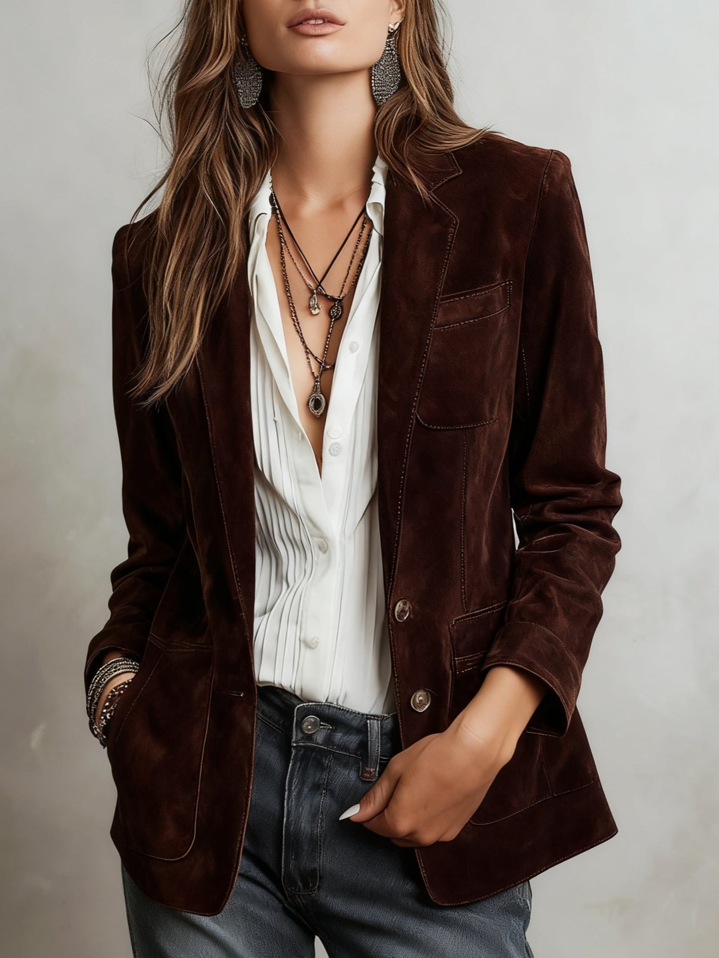 Bravura™ | Brązowa Kurtka Zamszowa Retro Chic