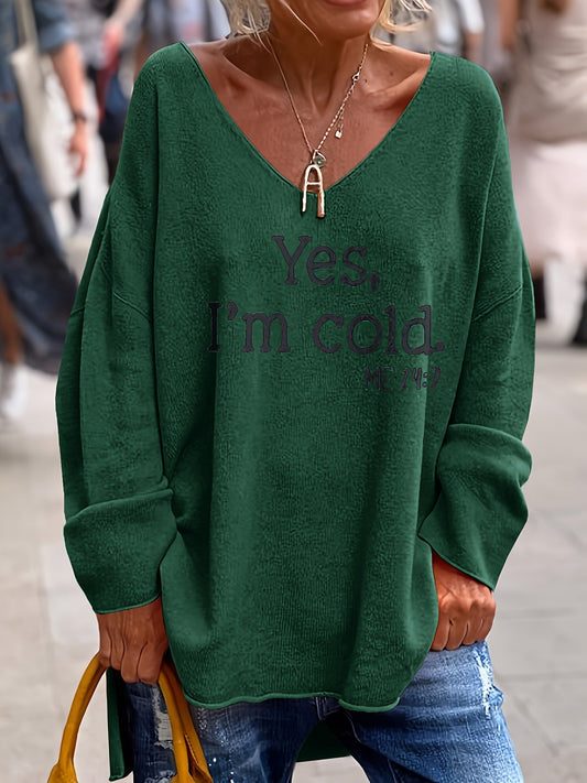 Katey – Lässiger Langarmpullover Mit Drucken
