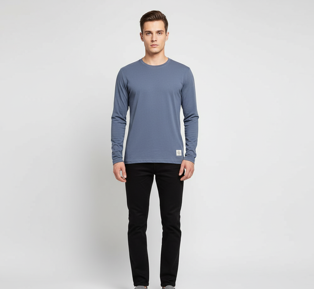 Bellivaro herre langærmet bomulds T-shirt