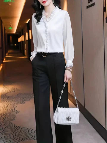 Chemisier Erin pour femmes - Top élégant à manches longues dans des couleurs classiques et une coupe confortable