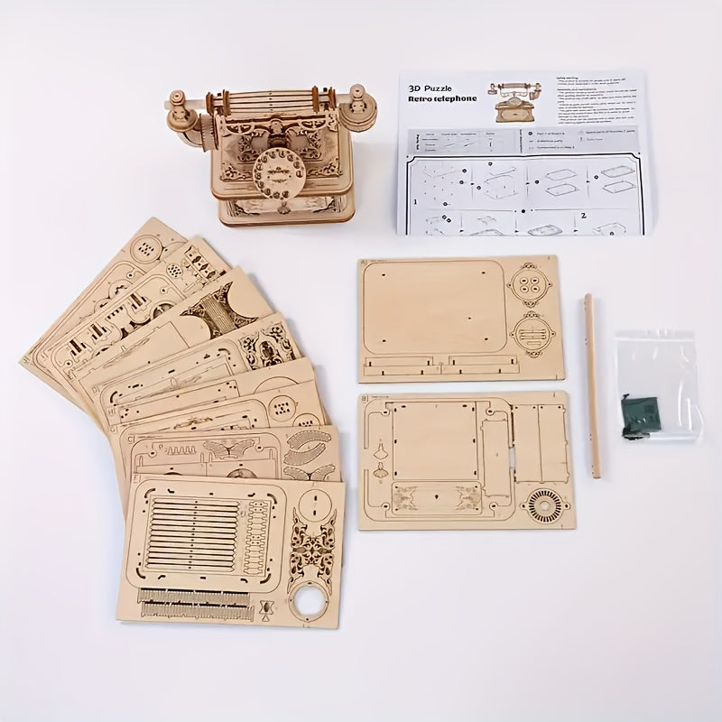 EuroDial – Vintage Europese 3D Houten Telefoon Puzzel