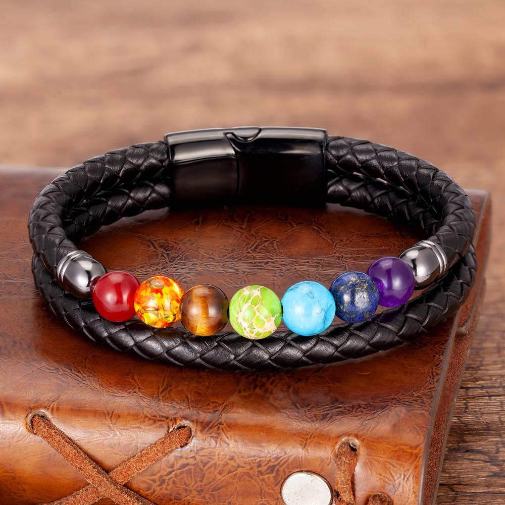 Mantieni i tuoi chakra in equilibrio - Raddoppiare Nero - BRACELETS mens bracelet - Concept Palermo