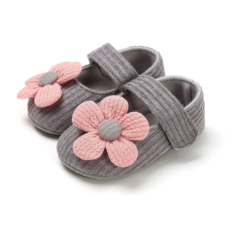 Comfortable Baby Shoes for Little Explorers - MiniStappers-0-6 Months-Grey Flower-Nora Luxe