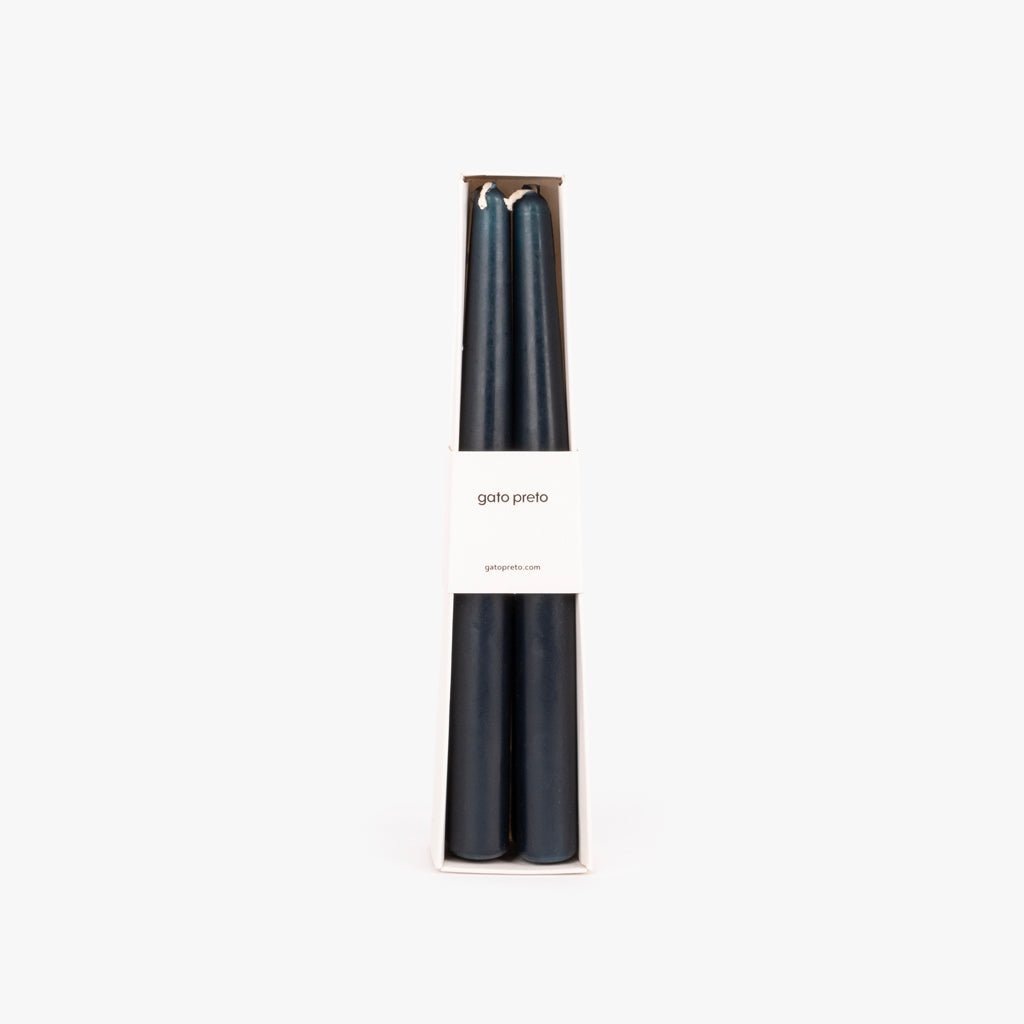 Conjunto de Velas Castiçal Azul Escuro NOX - Gato Preto