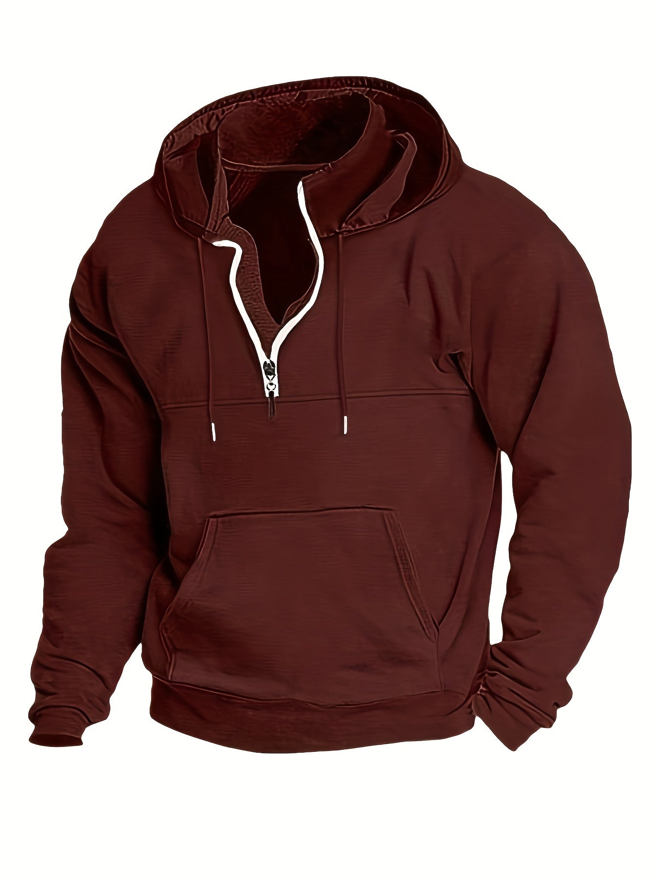 Cool Men's Hoodie with Half Zip - Archer-Bordeaux red-M-Nora Luxe