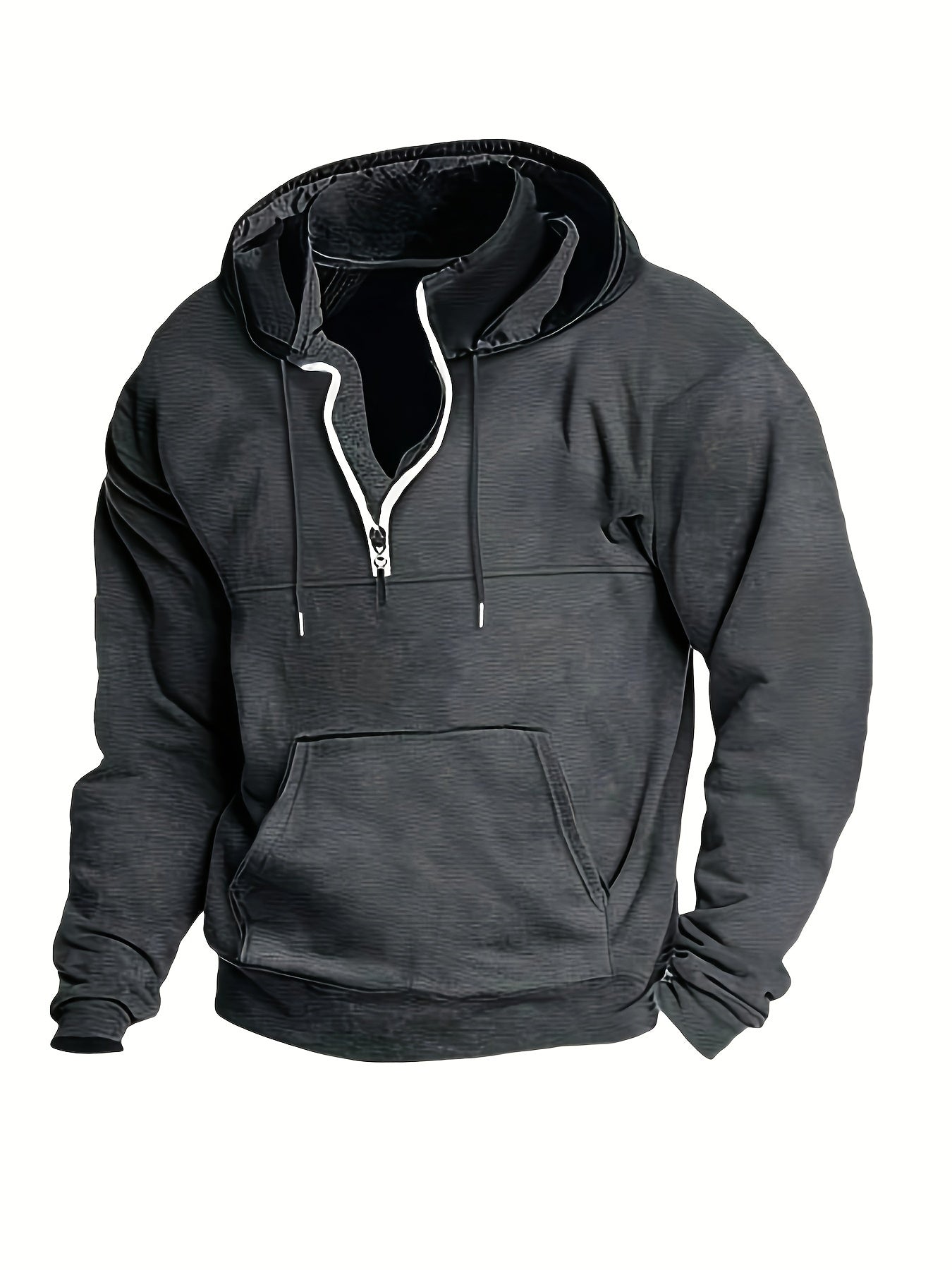 Cool Men's Hoodie with Half Zip - Archer-Dark gray-M-Nora Luxe