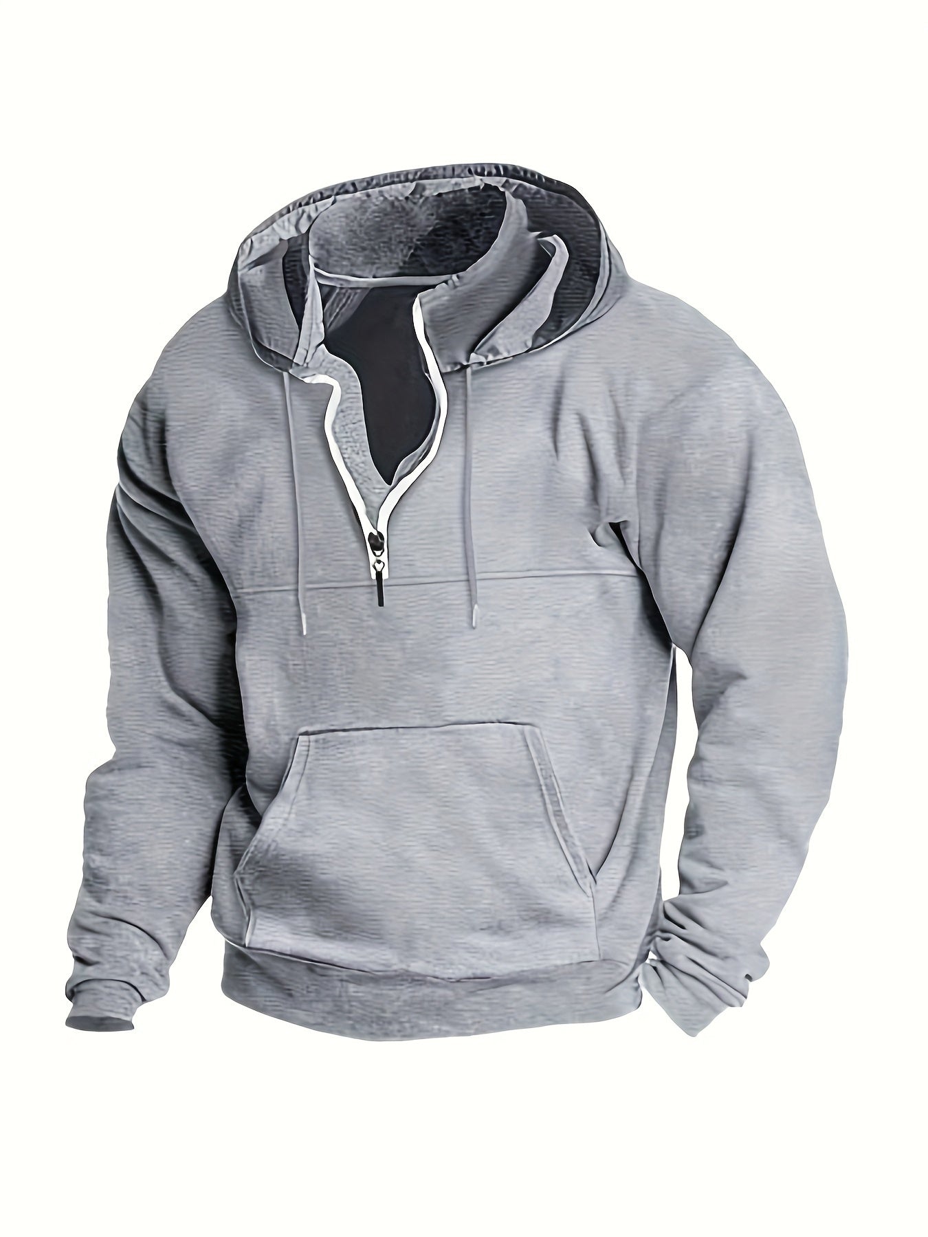 Cool Men's Hoodie with Half Zip - Archer-Light gray-M-Nora Luxe