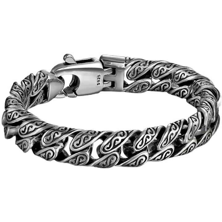 MotifLuxe - Silver Bracelet with Arabesque Clasp