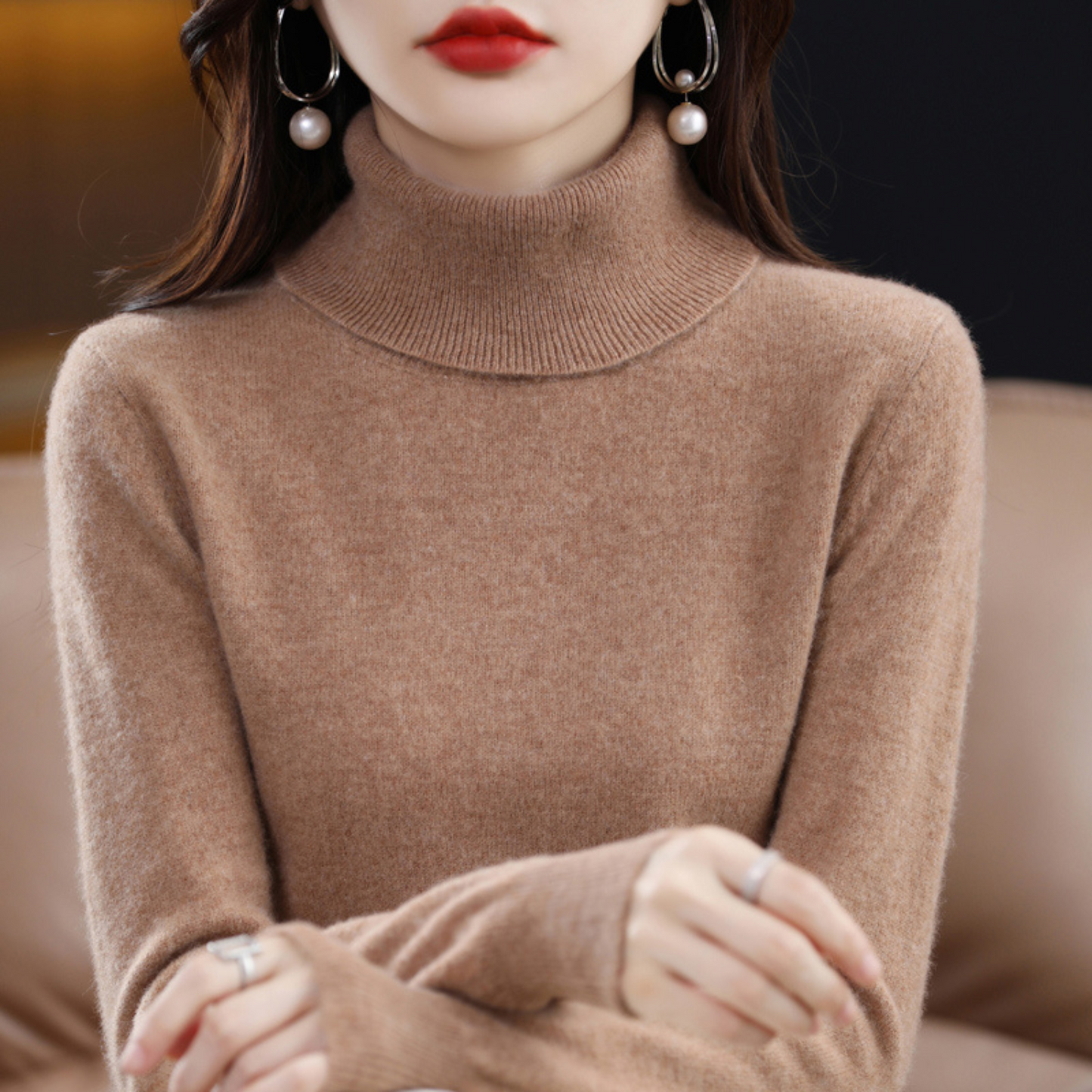 Pull col roulé chaud pour femme | Décontracté