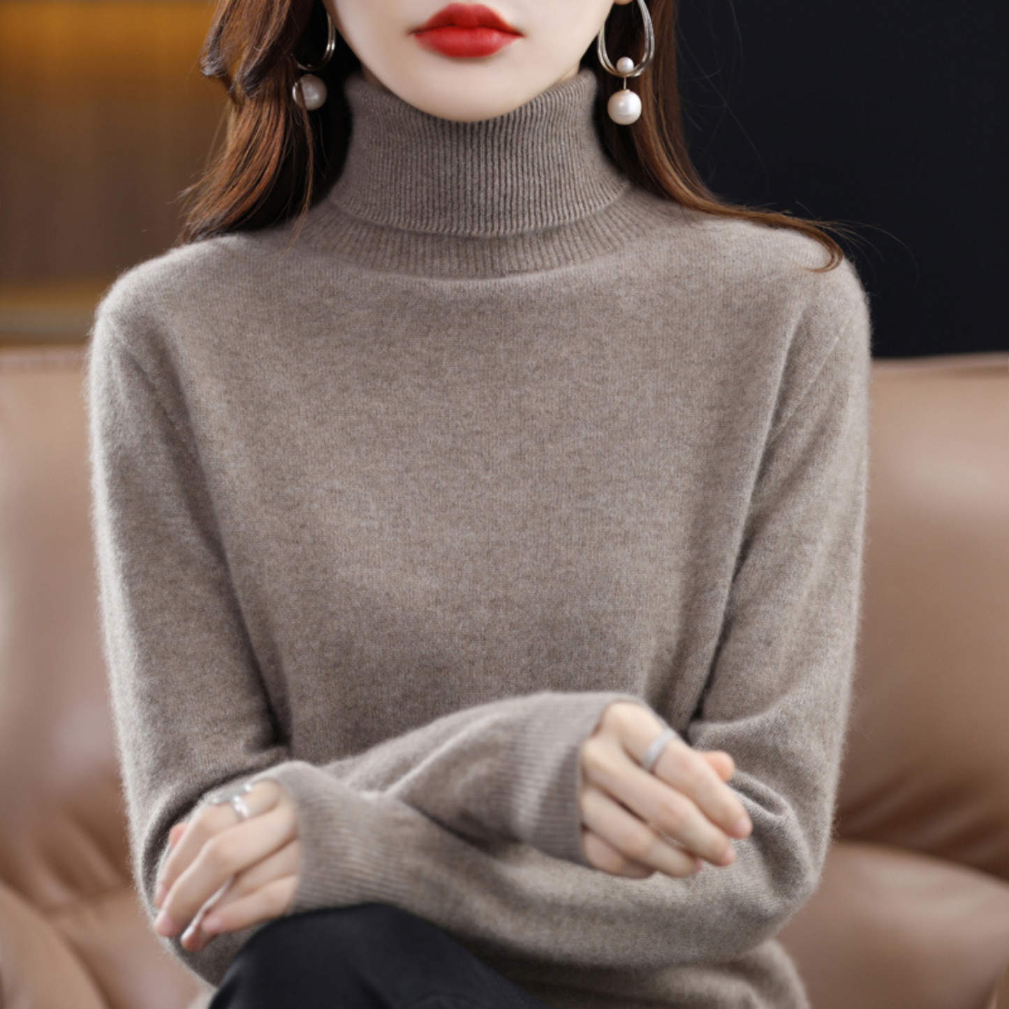 Pull col roulé chaud pour femme | Décontracté