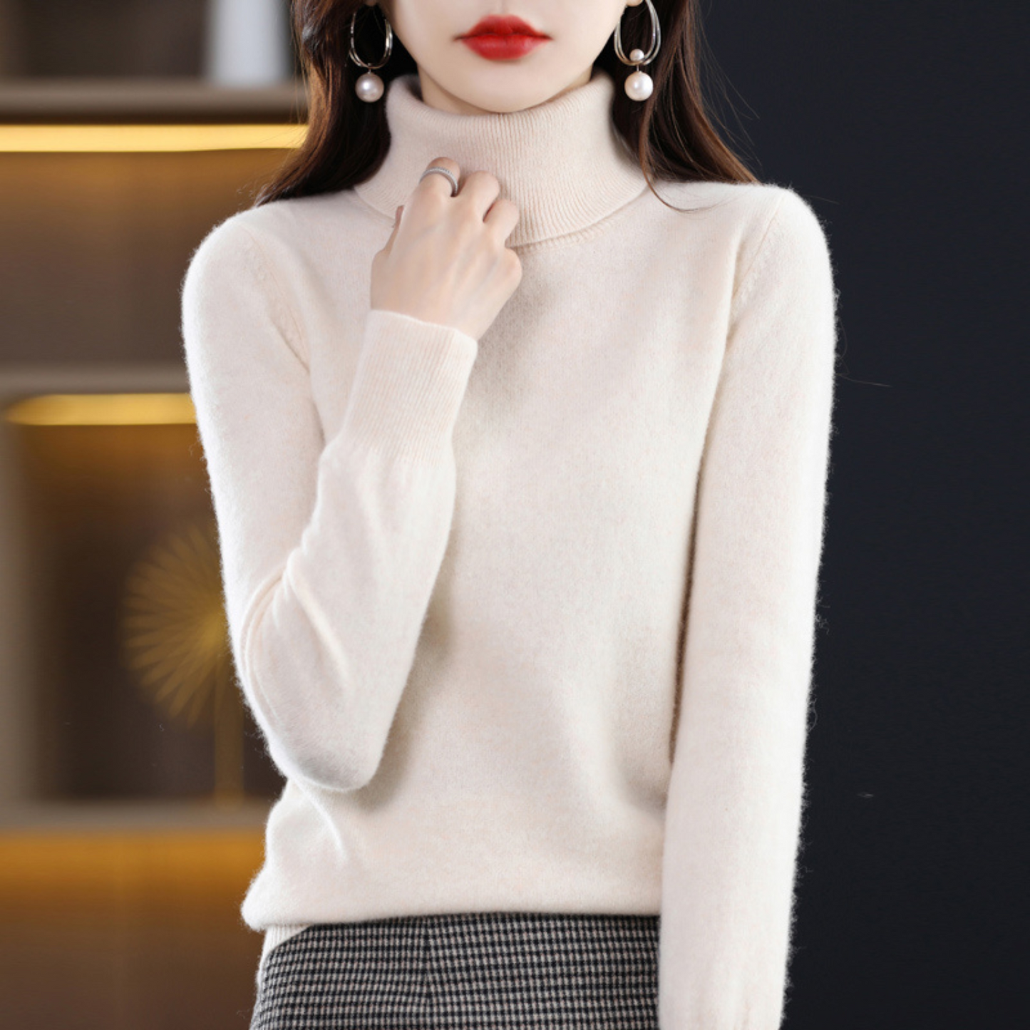 Pull col roulé chaud pour femme | Décontracté