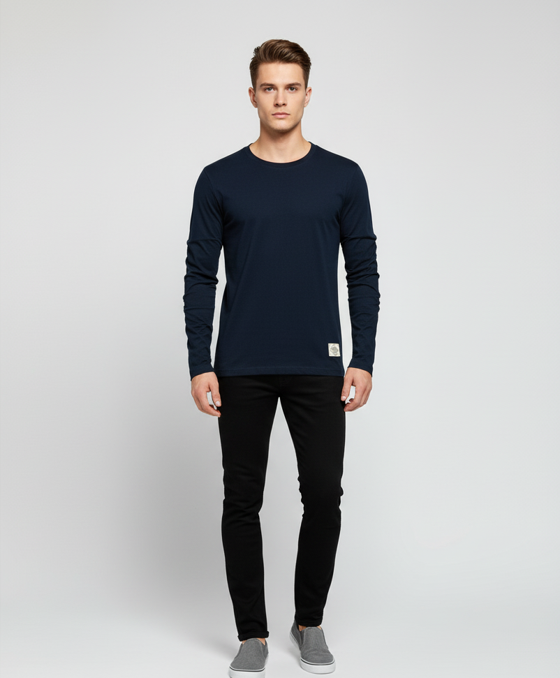 Bellivaro herre langærmet bomulds T-shirt