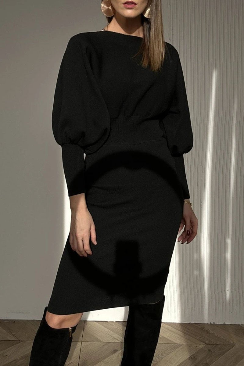 Nolavine - Patchwork Jurk met Lange Mouwen en Ronde Hals