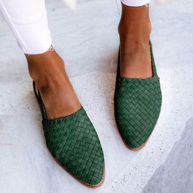 Leather Braided Moccasins Women's Shoes Woven Detail, Secure Ankle Strap, Comfortable Fit