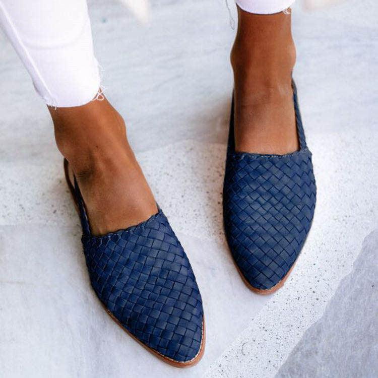 Leather Braided Moccasins Women's Shoes Woven Detail, Secure Ankle Strap, Comfortable Fit