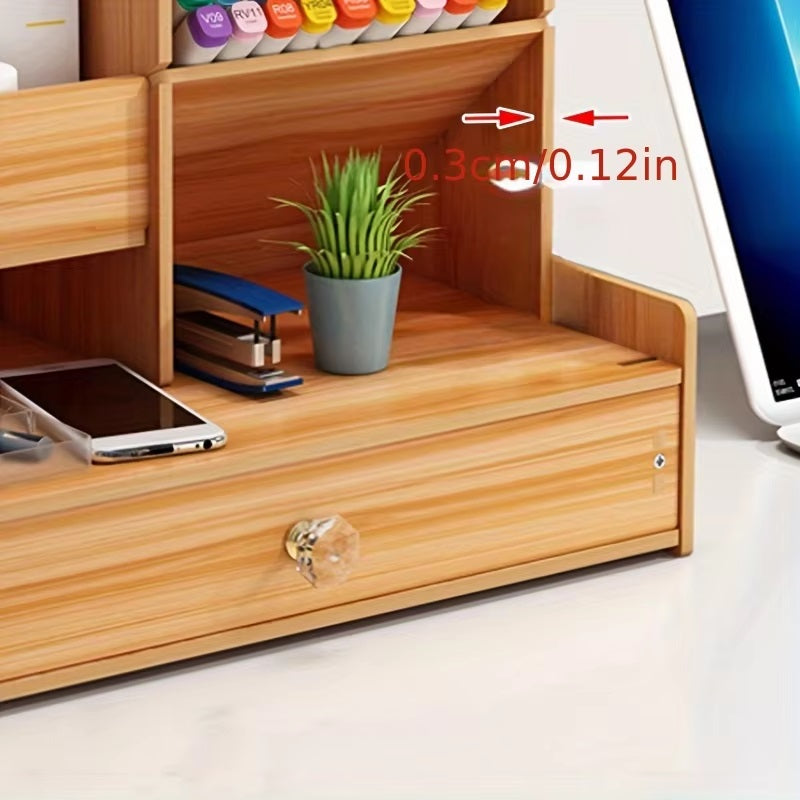 Holz Schreibtisch Organizer mit Schublade und mehreren Fächern