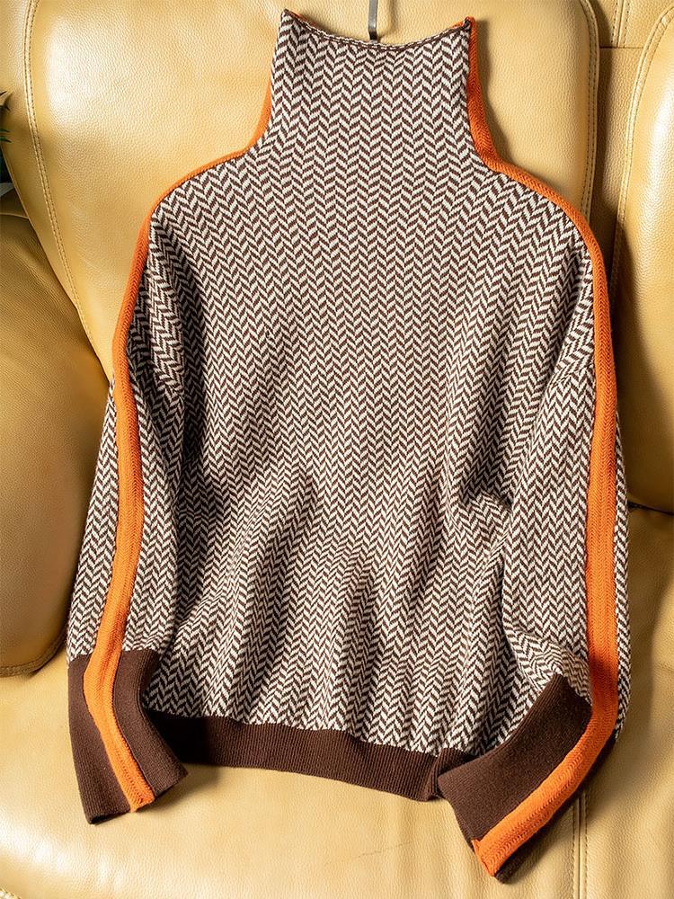 Helene | Rollkragenpullover mit kontrastierenden Streifen