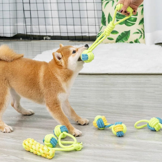 Dog Tugging Toy - Tug & Play Rope Ball-Ball with Loop 14.17 inches-Nora Luxe