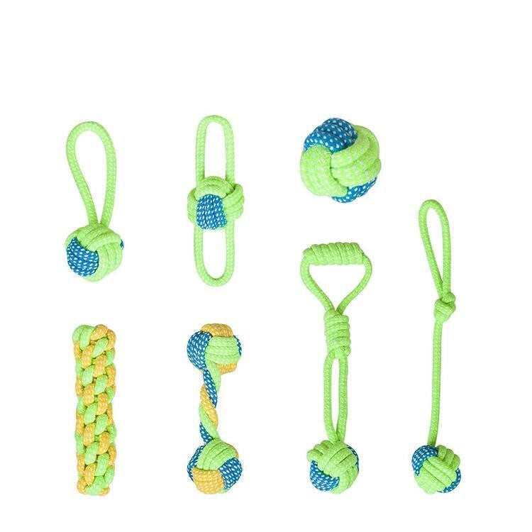 Dog Tugging Toy - Tug & Play Rope Ball-Complete 7 Piece Set-Nora Luxe
