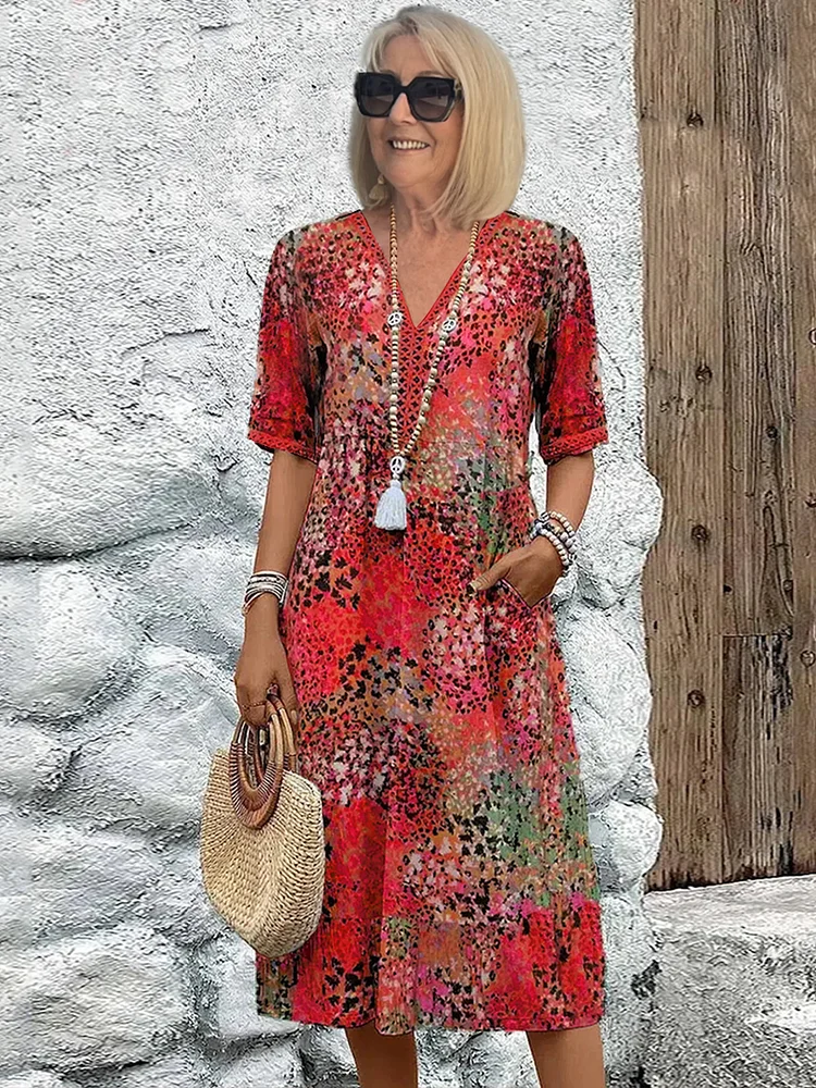 Avaline | Playful Printed Midi Dress