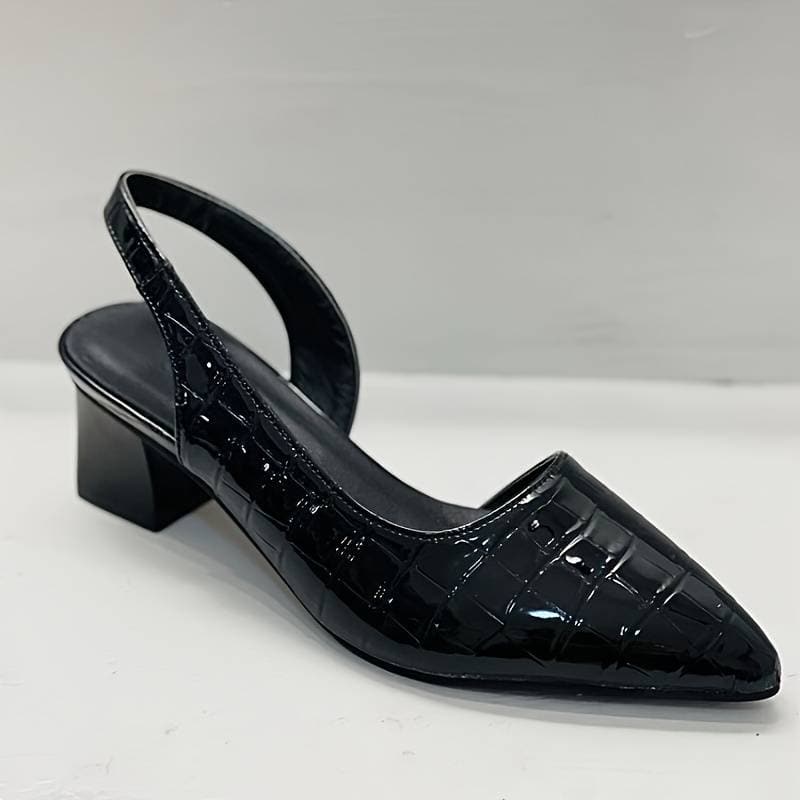 Escarpins Slingback Femme Cuir Crocodile Talon Bloc-Chaussures-PARIS FEMME