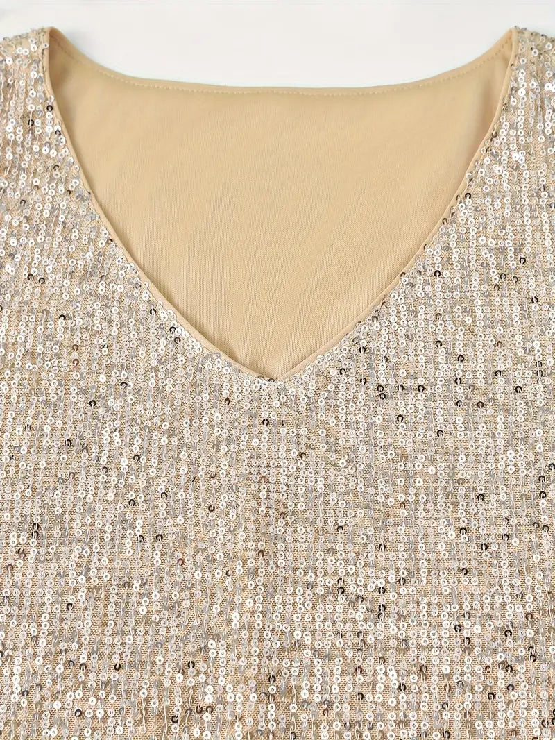 HAWA | Top Paillettes Col V - Éclat - Élégance - Confort-Shirts & tops-PARIS FEMME