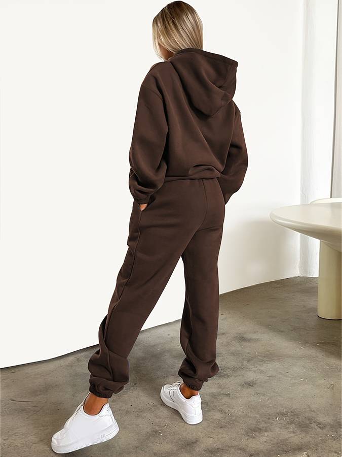 Elariana | Comfortabele hoodie met print en joggingbroek voor dames – Zachte loungesportpak