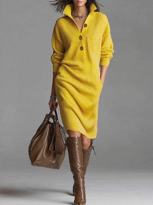 Norlyn™ | Chique geribde midi jurk