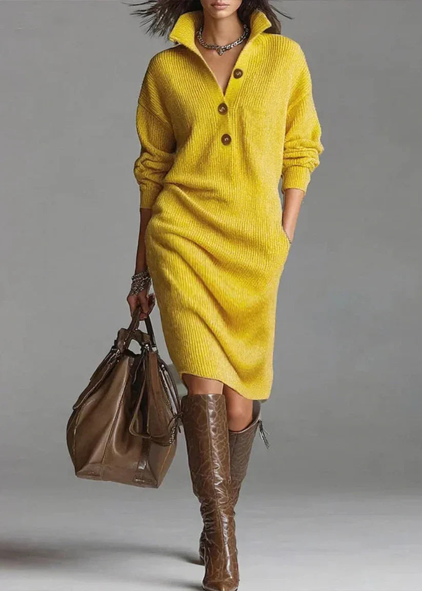 LORENA | KNIT DRESS WITH COLLAR AND BUTTONS