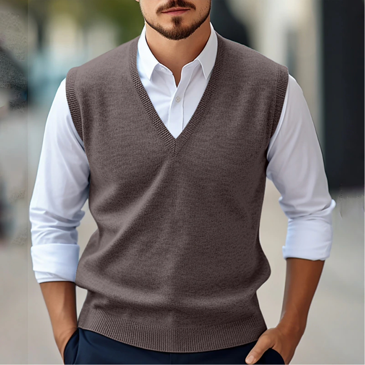 Elegant Herrestrikvest med Komfort og Stil
