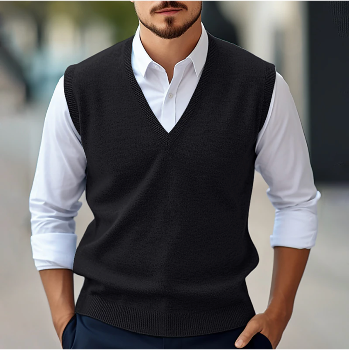 Elegant Herrestrikvest med Komfort og Stil