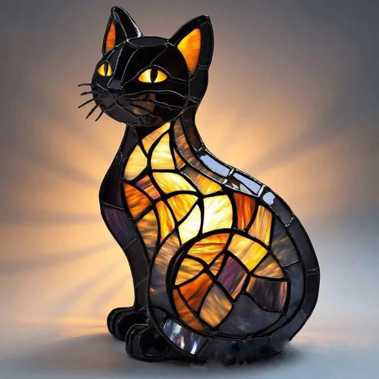 GatoBrilhante - Lâmpada em Vitrais - Ines Braga