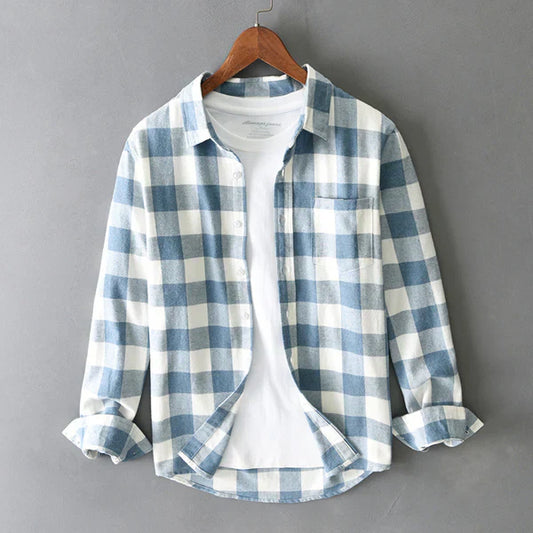 Ridley Men's Plaid Button-Up Shirt – Premium Cotton Blend with Tailored Cut