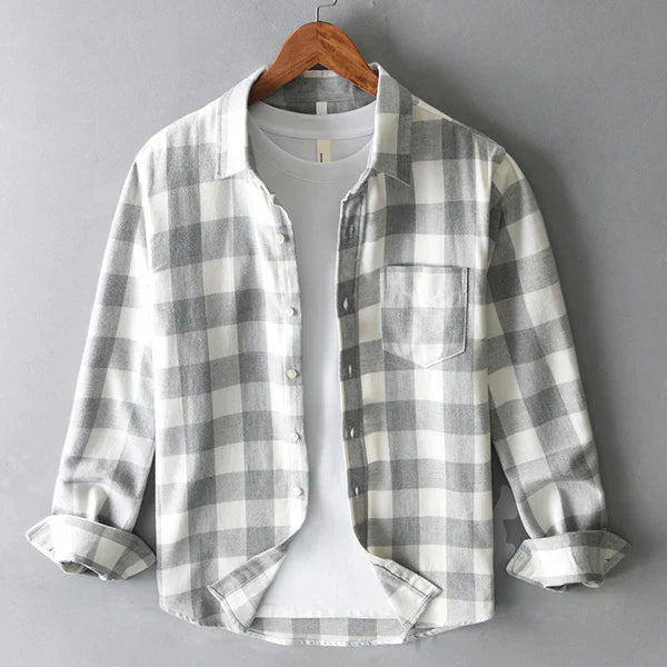 Ridley Men's Plaid Button-Up Shirt – Premium Cotton Blend with Tailored Cut