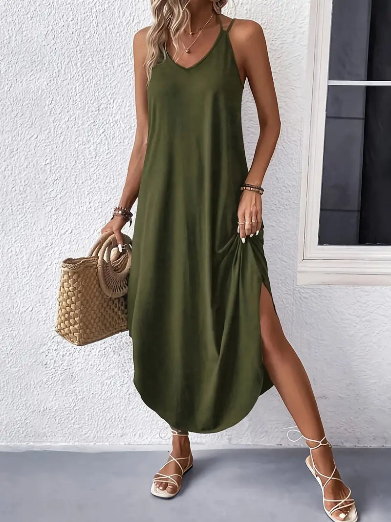 Harley Robe Cami Femme – Robe Légère d’Été à Bretelles, Coupe Ample & Col en V Respirant