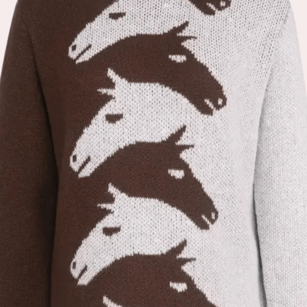 Horse Pattern Knit Sweater | Cozy & Unique Design | Warm & Stylish | Fall & Winter