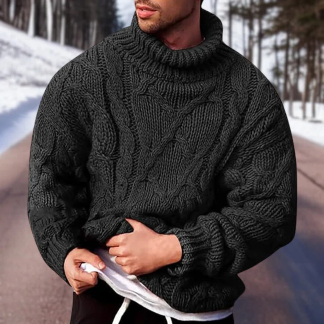Rafael - Pull col roulé ample et élégant avec détails tricotés