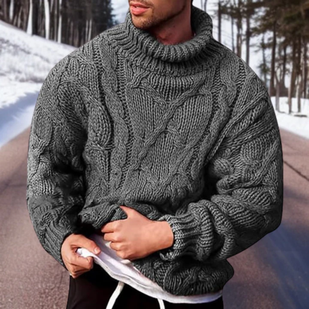 Rafael - Pull col roulé ample et élégant avec détails tricotés