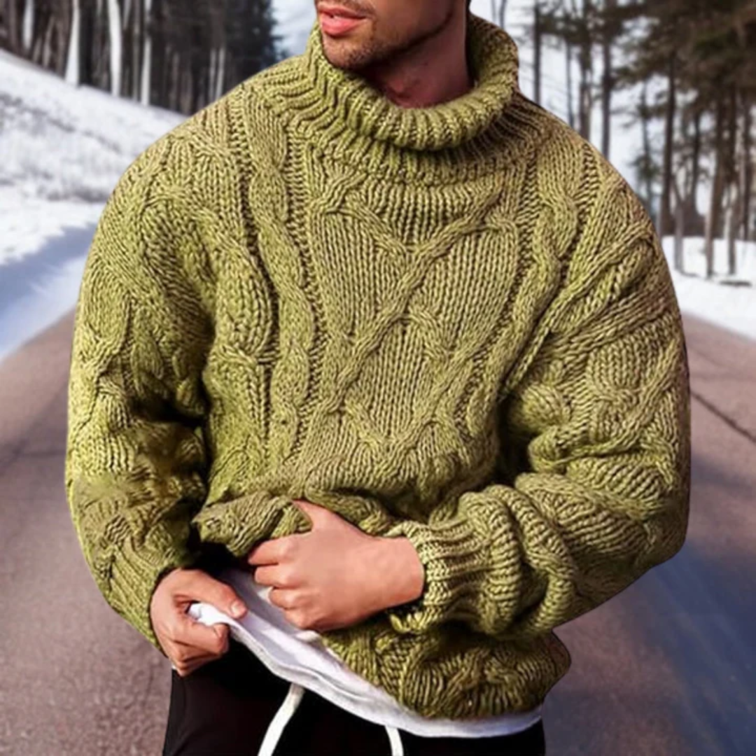 Rafael - Pull col roulé ample et élégant avec détails tricotés