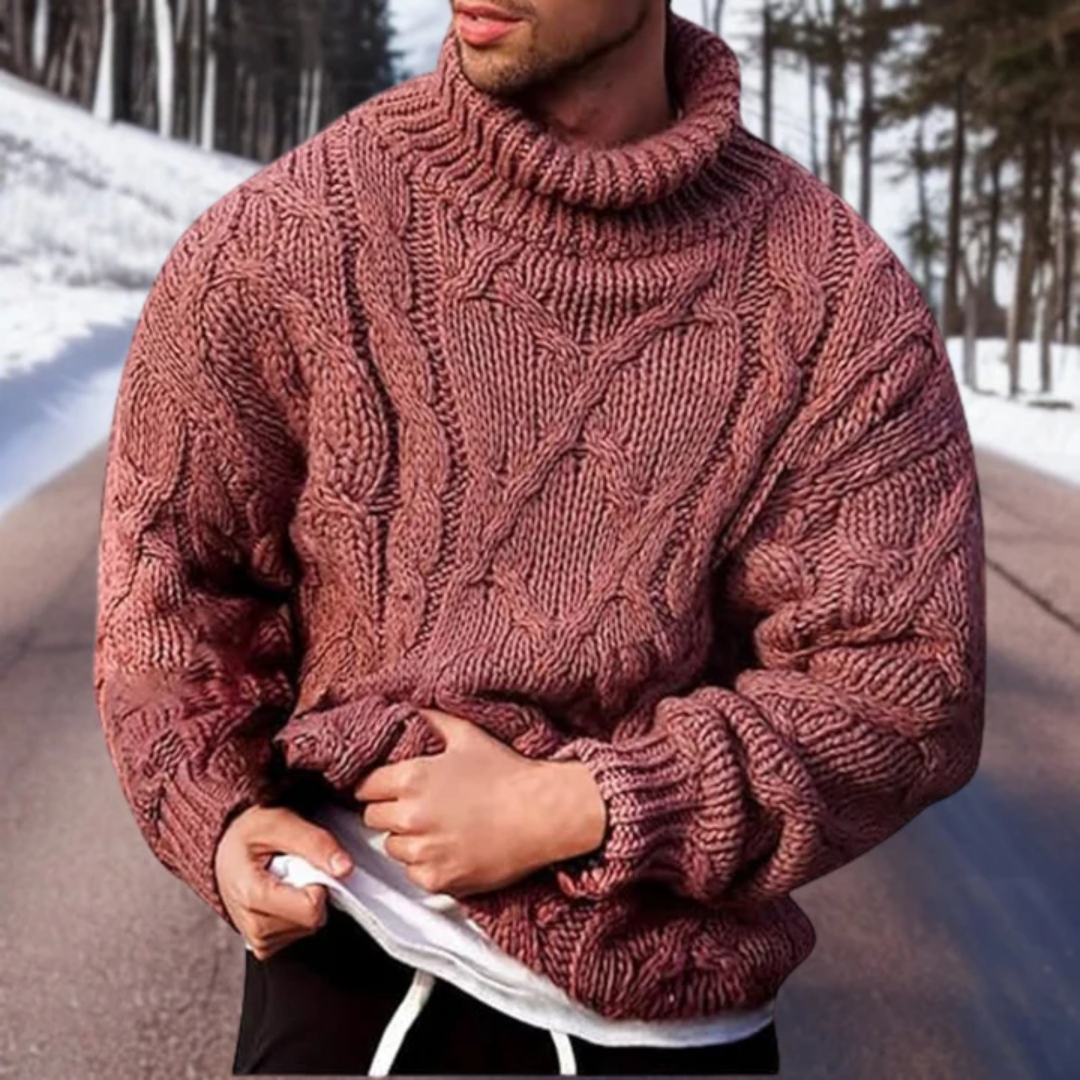 Rafael - Pull col roulé ample et élégant avec détails tricotés
