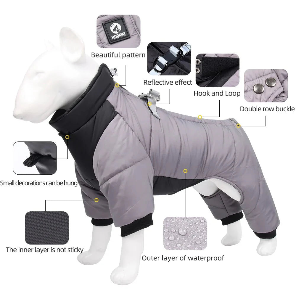 Hondenjas Winter waterdicht Polyester – Warmte en Bescherming Grijs - Hebbr