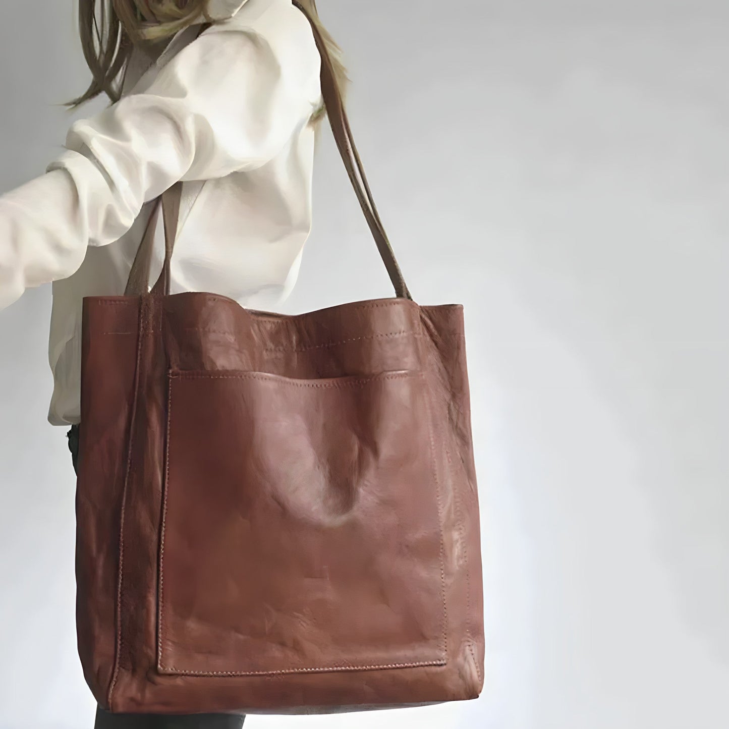 Stijlvolle Leren Damestas met Ritssluiting