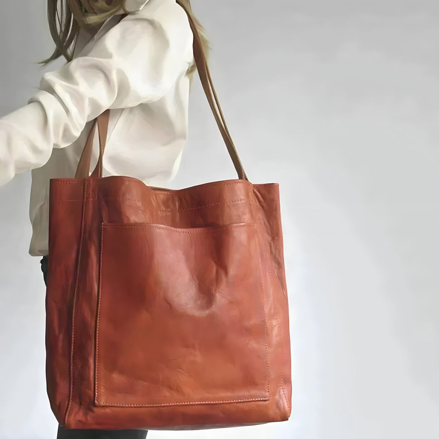 Stijlvolle Leren Damestas met Ritssluiting