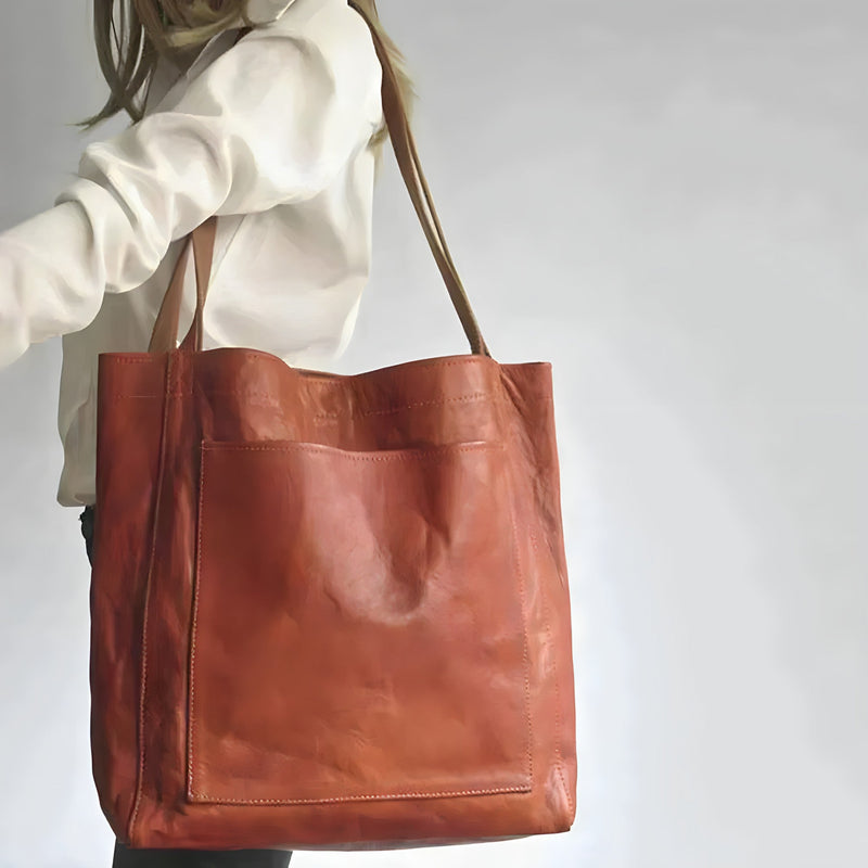 Stijlvolle Leren Damestas met Ritssluiting